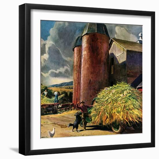 "Corn Silos,"September 1, 1950-Peter Helck-Framed Giclee Print