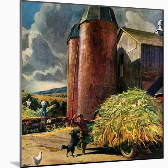 "Corn Silos,"September 1, 1950-Peter Helck-Mounted Giclee Print