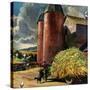 "Corn Silos,"September 1, 1950-Peter Helck-Stretched Canvas