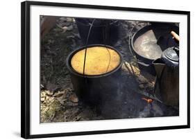 Cornbread and Coffee on a Campfire, Confederate Living History Demonstration, Shiloh, Tennessee-null-Framed Premium Photographic Print