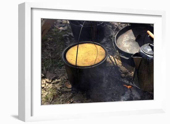 Cornbread and Coffee on a Campfire, Confederate Living History Demonstration, Shiloh, Tennessee-null-Framed Photographic Print