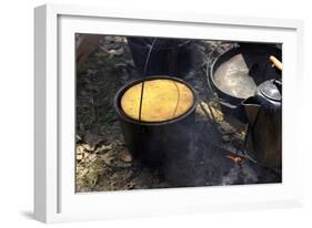 Cornbread and Coffee on a Campfire, Confederate Living History Demonstration, Shiloh, Tennessee-null-Framed Photographic Print