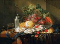 Peaches, Oranges, Grapes and Langoustines on a Pewter Plate and a Conical Roemer on a Box on a…-Cornelis De Heem-Framed Stretched Canvas