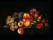 Peaches, Oranges, Grapes and Langoustines on a Pewter Plate and a Conical Roemer on a Box on a…-Cornelis De Heem-Stretched Canvas