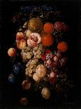 Peaches, Oranges, Grapes and Langoustines on a Pewter Plate and a Conical Roemer on a Box on a…-Cornelis De Heem-Framed Stretched Canvas