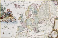 Map of Europe, Showing Europe and Western Russia, Iceland and Greenland-Cornelis III Danckerts-Stretched Canvas