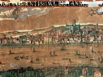 View of London with the Swan, the Rose and the Globe Theatres-Cornelius de Visscher-Stretched Canvas