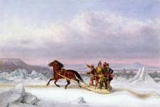 Habitants by a Frozen River-Cornelius Krieghoff-Framed Art Print