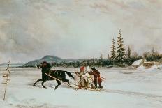 Crossing the St. Lawrence from Levis to Quebec on a Sleigh-Cornelius Krieghoff-Framed Giclee Print