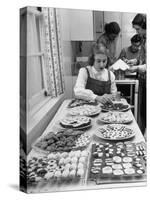 Cornell's Home Economics Student Lois Schumacher prepares food, Classmates Help with Decorations-Nina Leen-Stretched Canvas