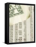 Corner of American Dollar Bill on Newspaper Stock Market Report-null-Framed Stretched Canvas