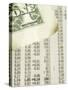 Corner of American Dollar Bill on Newspaper Stock Market Report-null-Stretched Canvas