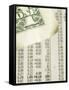 Corner of American Dollar Bill on Newspaper Stock Market Report-null-Framed Stretched Canvas