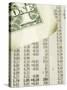 Corner of American Dollar Bill on Newspaper Stock Market Report-null-Stretched Canvas