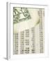 Corner of American Dollar Bill on Newspaper Stock Market Report-null-Framed Photographic Print