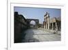 Corner of Forum and Arch of Tiberius, Pompeii, UNESCO World Heritage Site, Campania, Italy-Walter Rawlings-Framed Photographic Print