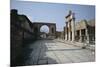 Corner of Forum and Arch of Tiberius, Pompeii, UNESCO World Heritage Site, Campania, Italy-Walter Rawlings-Mounted Photographic Print