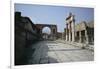 Corner of Forum and Arch of Tiberius, Pompeii, UNESCO World Heritage Site, Campania, Italy-Walter Rawlings-Framed Photographic Print