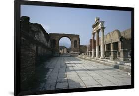 Corner of Forum and Arch of Tiberius, Pompeii, UNESCO World Heritage Site, Campania, Italy-Walter Rawlings-Framed Photographic Print