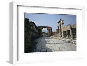 Corner of Forum and Arch of Tiberius, Pompeii, UNESCO World Heritage Site, Campania, Italy-Walter Rawlings-Framed Photographic Print