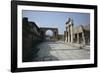 Corner of Forum and Arch of Tiberius, Pompeii, UNESCO World Heritage Site, Campania, Italy-Walter Rawlings-Framed Photographic Print