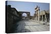 Corner of Forum and Arch of Tiberius, Pompeii, UNESCO World Heritage Site, Campania, Italy-Walter Rawlings-Stretched Canvas