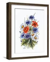 Cornflower, Poppy and Ox-Eye Daisy-Nell Hill-Framed Giclee Print