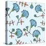 Cornflower Seamless-Little_cuckoo-Stretched Canvas