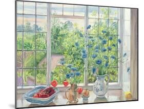 Cornflowers and Kitchen Garden-Timothy Easton-Mounted Giclee Print