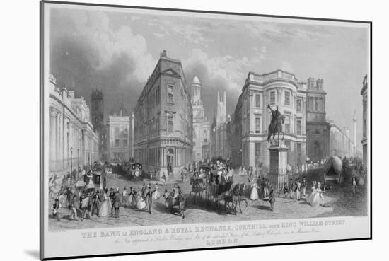 Cornhill, Lombard Street and King William Street, Looking East, City of London, 1837-Henry Wallis-Mounted Giclee Print