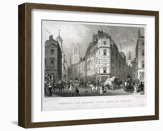 Cornhill, London, 1830-S Lacey-Framed Giclee Print