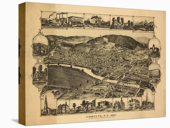 Corning, New York - Panoramic Map-Lantern Press-Stretched Canvas