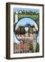 Corning, New York - Town Montage-Lantern Press-Framed Art Print