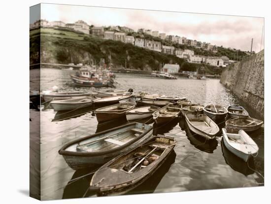 Cornish Harbour with Small Fishing Boats-Tim Kahane-Stretched Canvas