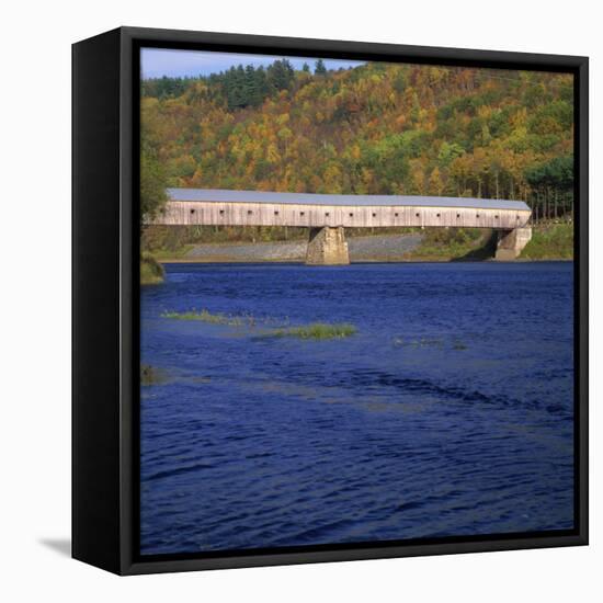 Cornish-Windsor Bridge, the Longest Covered Bridge in the Usa, Vermont, New England, USA-Roy Rainford-Framed Stretched Canvas