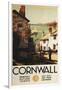 Cornwall, England - Street Scene with Two Men Working Railway Poster-Lantern Press-Framed Art Print