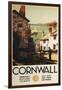 Cornwall, England - Street Scene with Two Men Working Railway Poster-Lantern Press-Framed Art Print