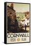 Cornwall, England - Street Scene with Two Men Working Railway Poster-Lantern Press-Framed Stretched Canvas