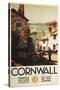 Cornwall, England - Street Scene with Two Men Working Railway Poster-Lantern Press-Stretched Canvas