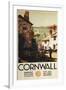 Cornwall, England - Street Scene with Two Men Working Railway Poster-Lantern Press-Framed Art Print