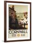 Cornwall, England - Street Scene with Two Men Working Railway Poster-Lantern Press-Framed Art Print