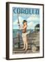 Corolla, North Carolina - Pinup Girl Fishing-Lantern Press-Framed Art Print