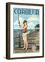 Corolla, North Carolina - Pinup Girl Fishing-Lantern Press-Framed Art Print