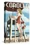 Corolla, North Carolina - Pinup Girl Lifeguard-Lantern Press-Stretched Canvas