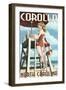 Corolla, North Carolina - Pinup Girl Lifeguard-Lantern Press-Framed Art Print