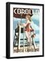 Corolla, North Carolina - Pinup Girl Lifeguard-Lantern Press-Framed Art Print