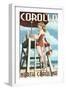 Corolla, North Carolina - Pinup Girl Lifeguard-Lantern Press-Framed Art Print