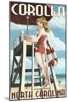 Corolla, North Carolina - Pinup Girl Lifeguard-Lantern Press-Mounted Art Print