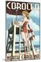 Corolla, North Carolina - Pinup Girl Lifeguard-Lantern Press-Mounted Art Print