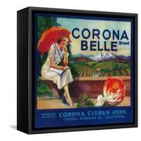 Corona Belle Orange Label - Corona, CA-Lantern Press-Framed Stretched Canvas